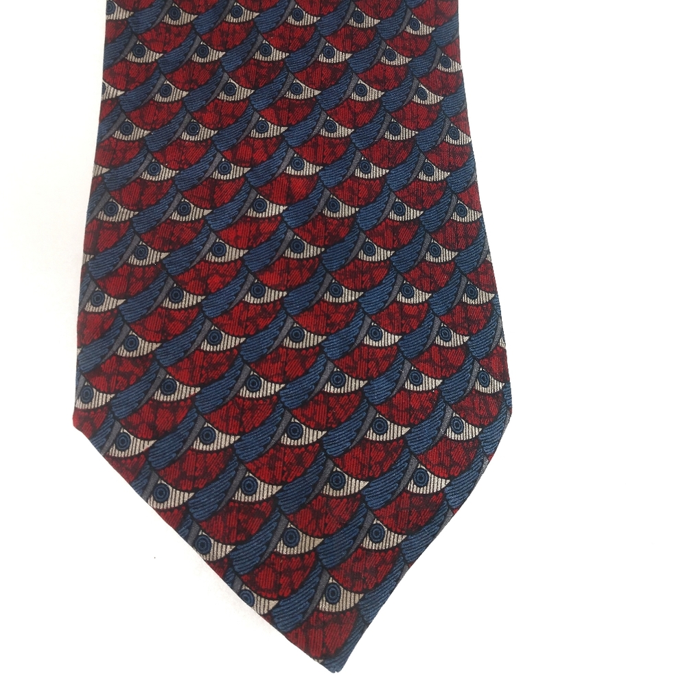 Ron Chereskin men's silk tie red, blue, silver